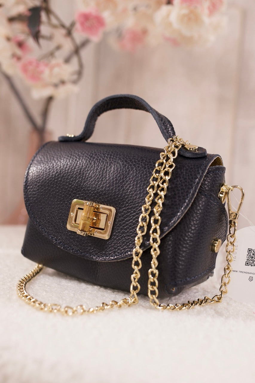 Kleine Echtleder Tasche, dunkelblau