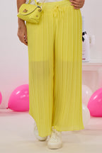 Plissée Hose mit elastischem Bund, gelb