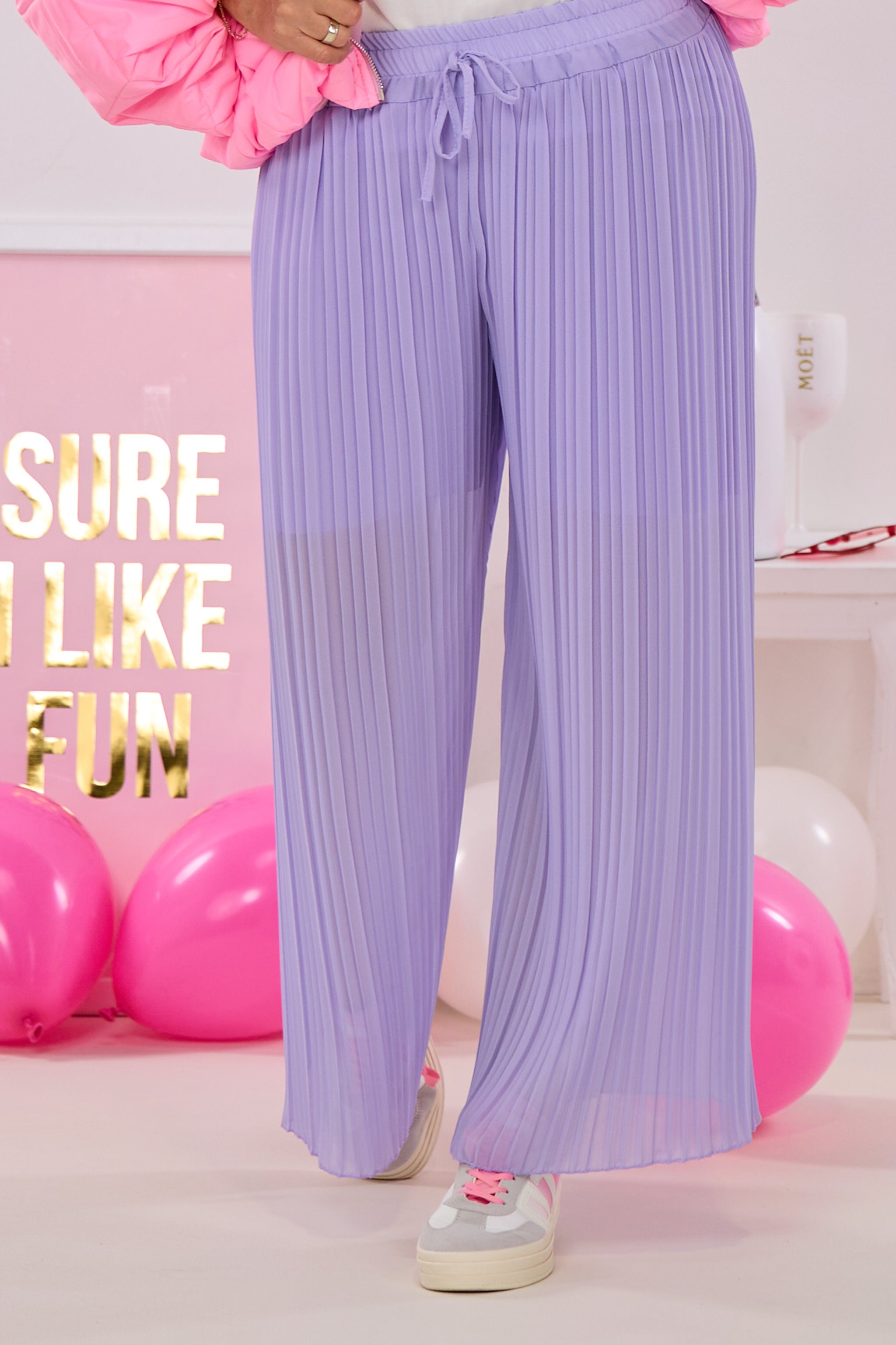 Plissée Hose mit elastischem Bund, flieder