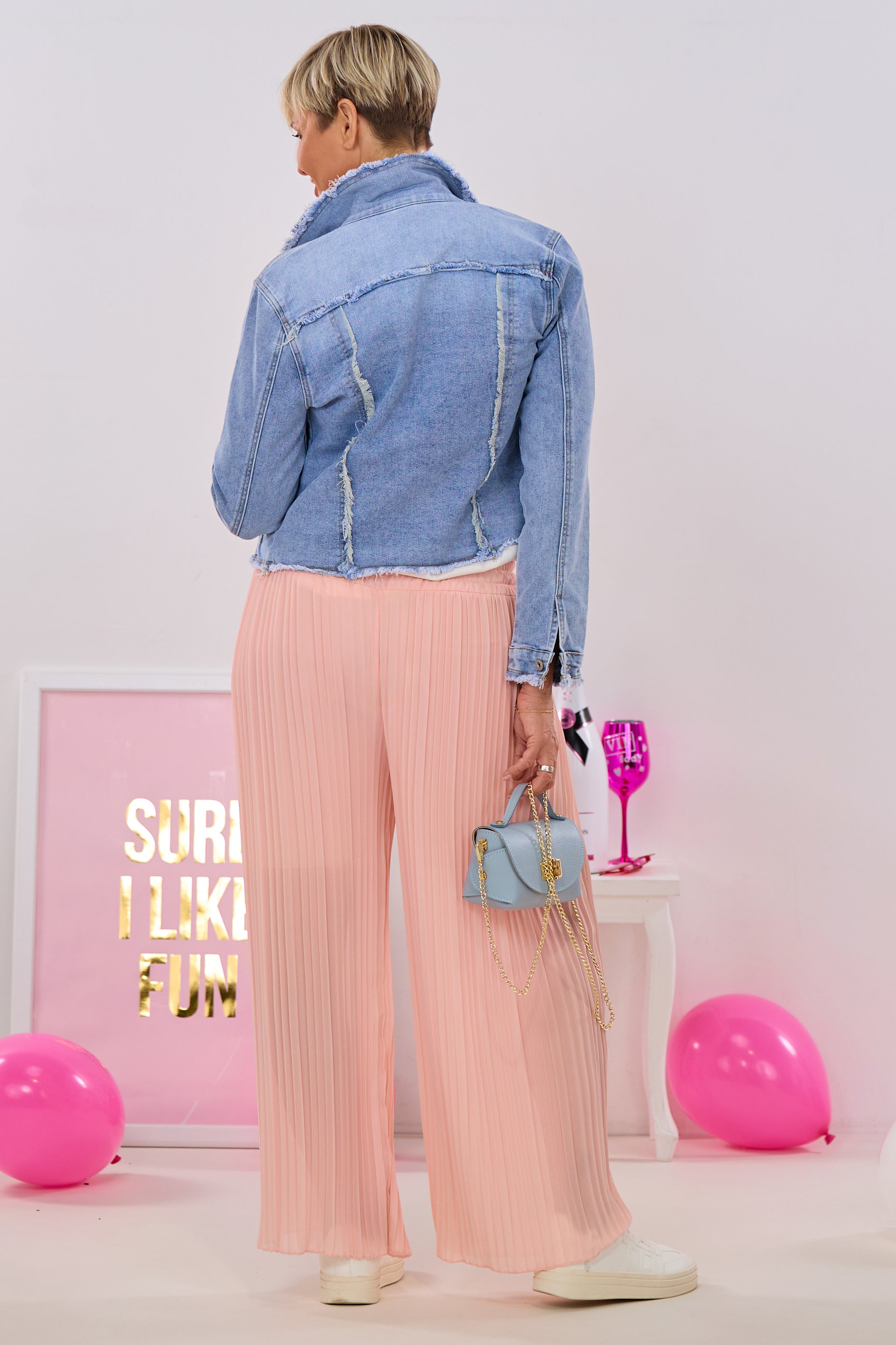 Plissée Hose mit elastischem Bund, rosa