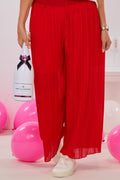 Plissée Hose mit elastischem Bund, rot