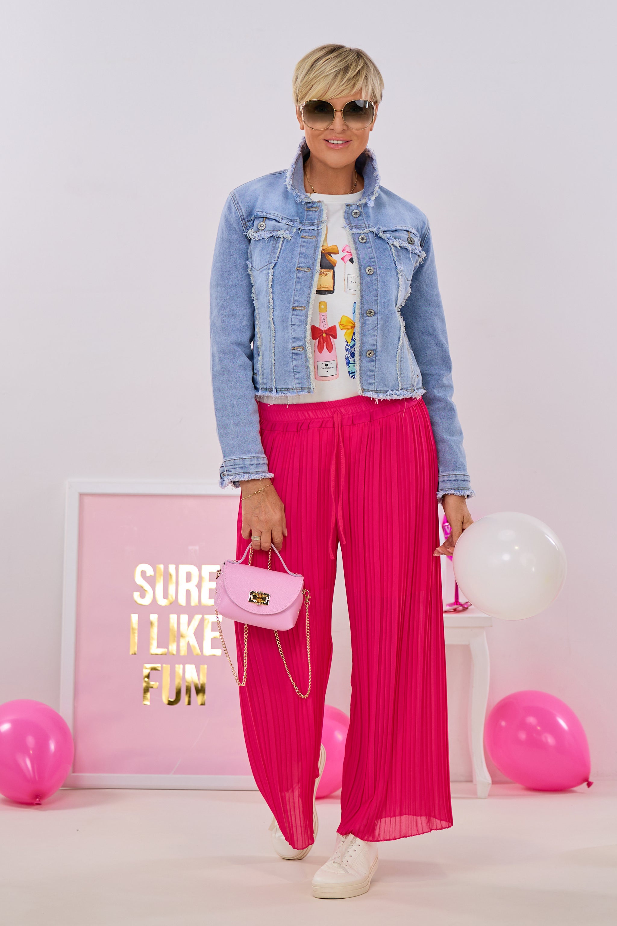 Plissée Hose mit elastischem Bund, beere