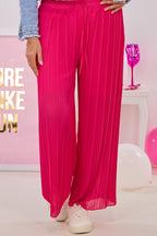 Plissée Hose mit elastischem Bund, beere