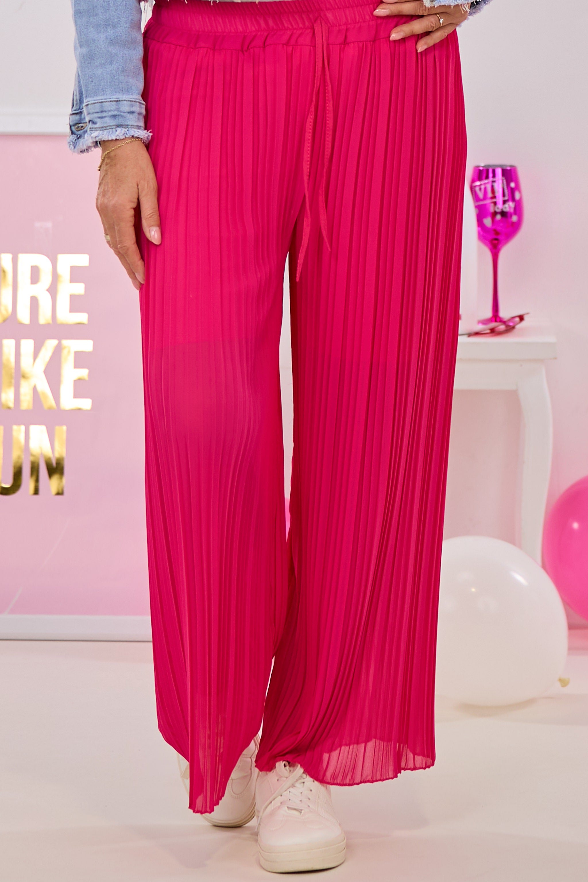 Plissée Hose mit elastischem Bund, beere