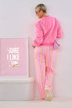 gestreifte Hose, ecru-pink-orange