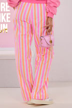 gestreifte Hose, ecru-pink-orange