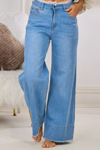 Highwaist Jeans mit weiten Beinen, denim blue