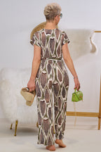 Jumpsuit mit V-Ausschnitt, braun-khaki-creme