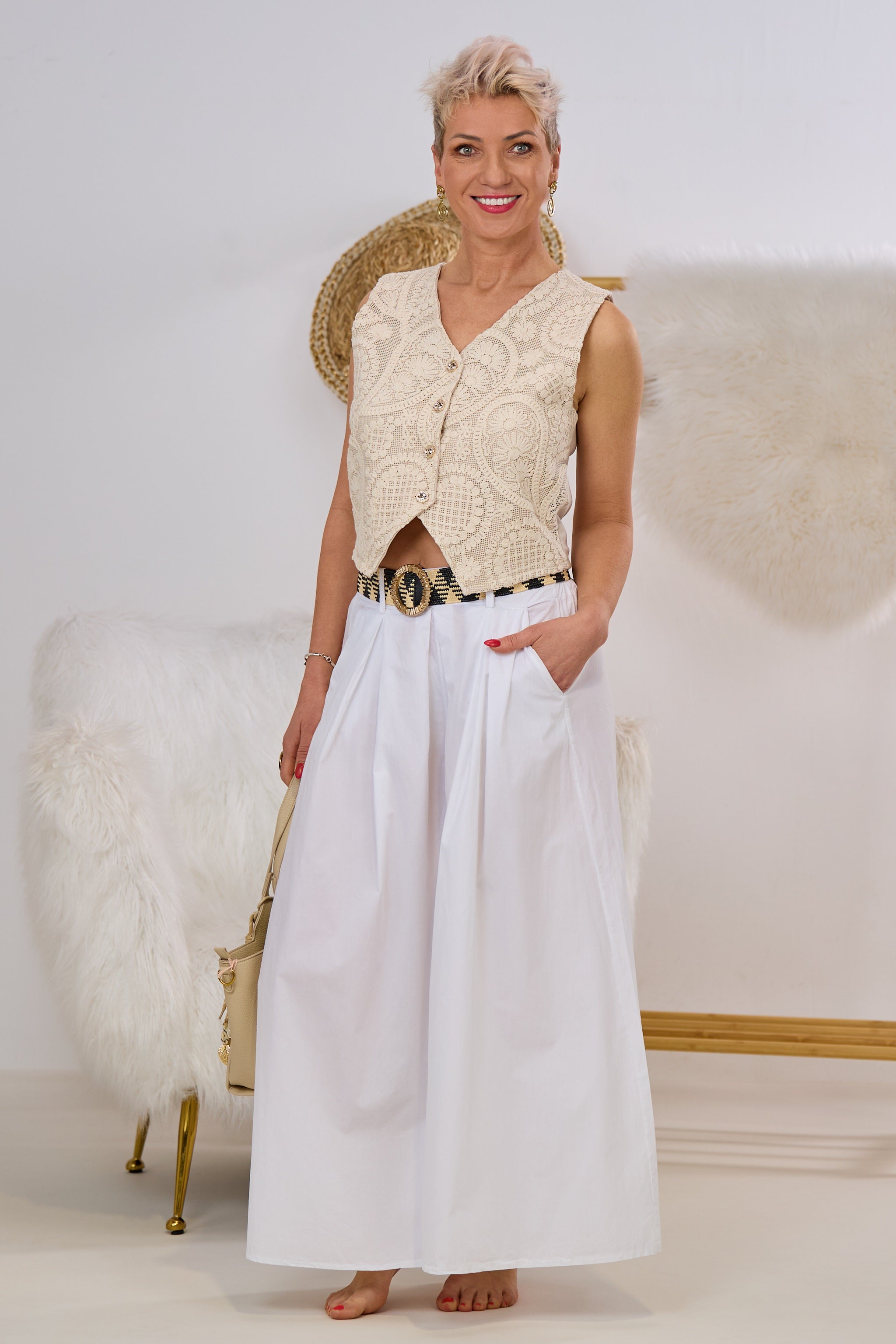 weiche Weste Paisley-Muster, beige