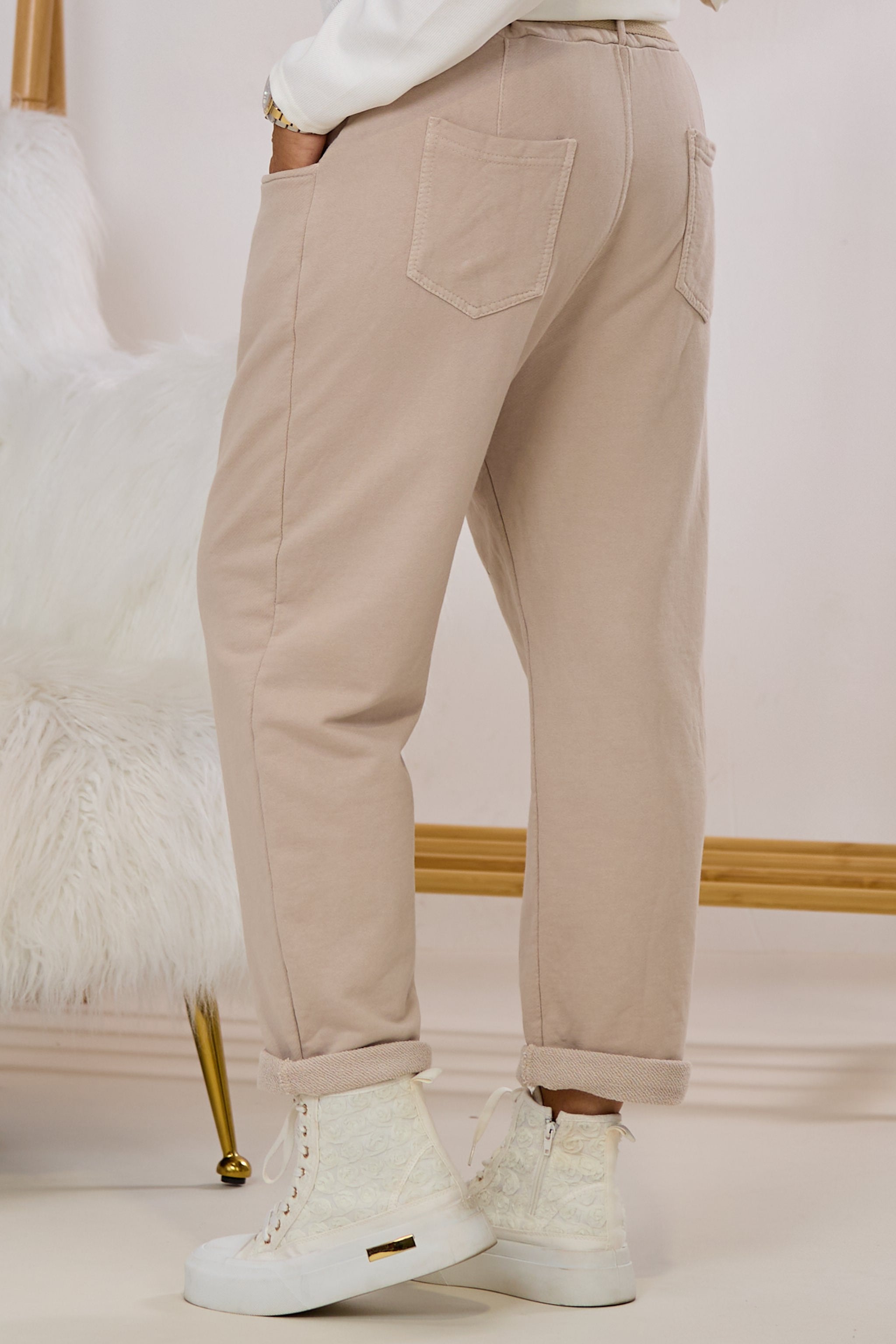 Joggpants mit Gürtel, beige