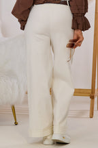 Hose mit weiten Beinen, ecru