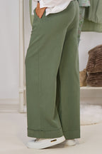 Hose mit weiten Beinen, khaki
