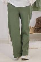 Hose mit weiten Beinen, khaki