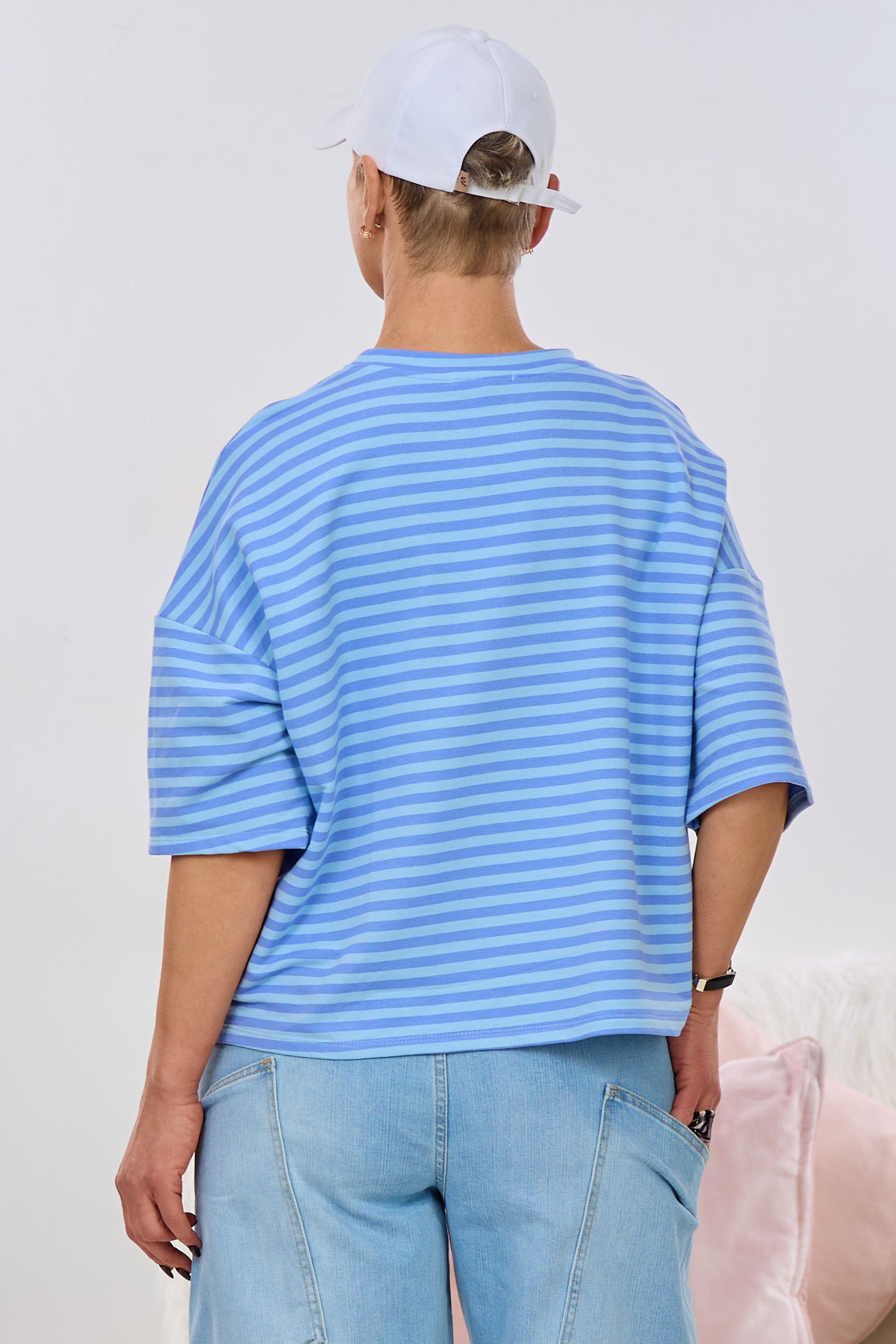 kurzarm Sweaty LOOK MY SMILE, blau gestreift