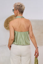 Top mit "Wasserfall-Ausschnitt", khaki