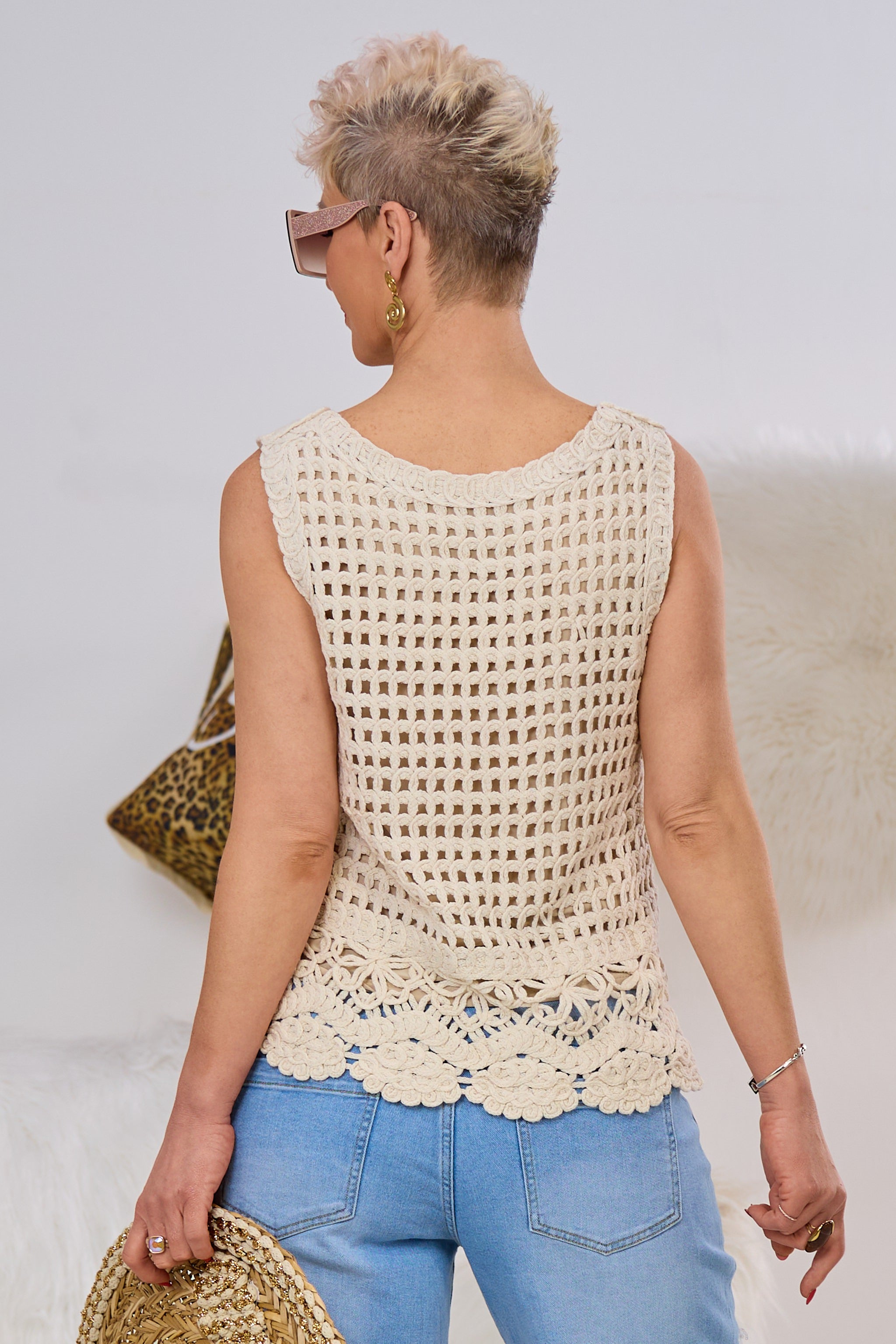 Häkel Top, beige