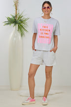T-Shirt "Kitchen", hellgrau-rosa