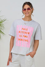 T-Shirt "Kitchen", hellgrau-rosa