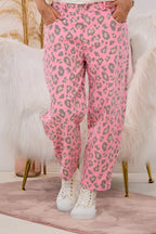Jeans im Balloon-Style, rosa-leo