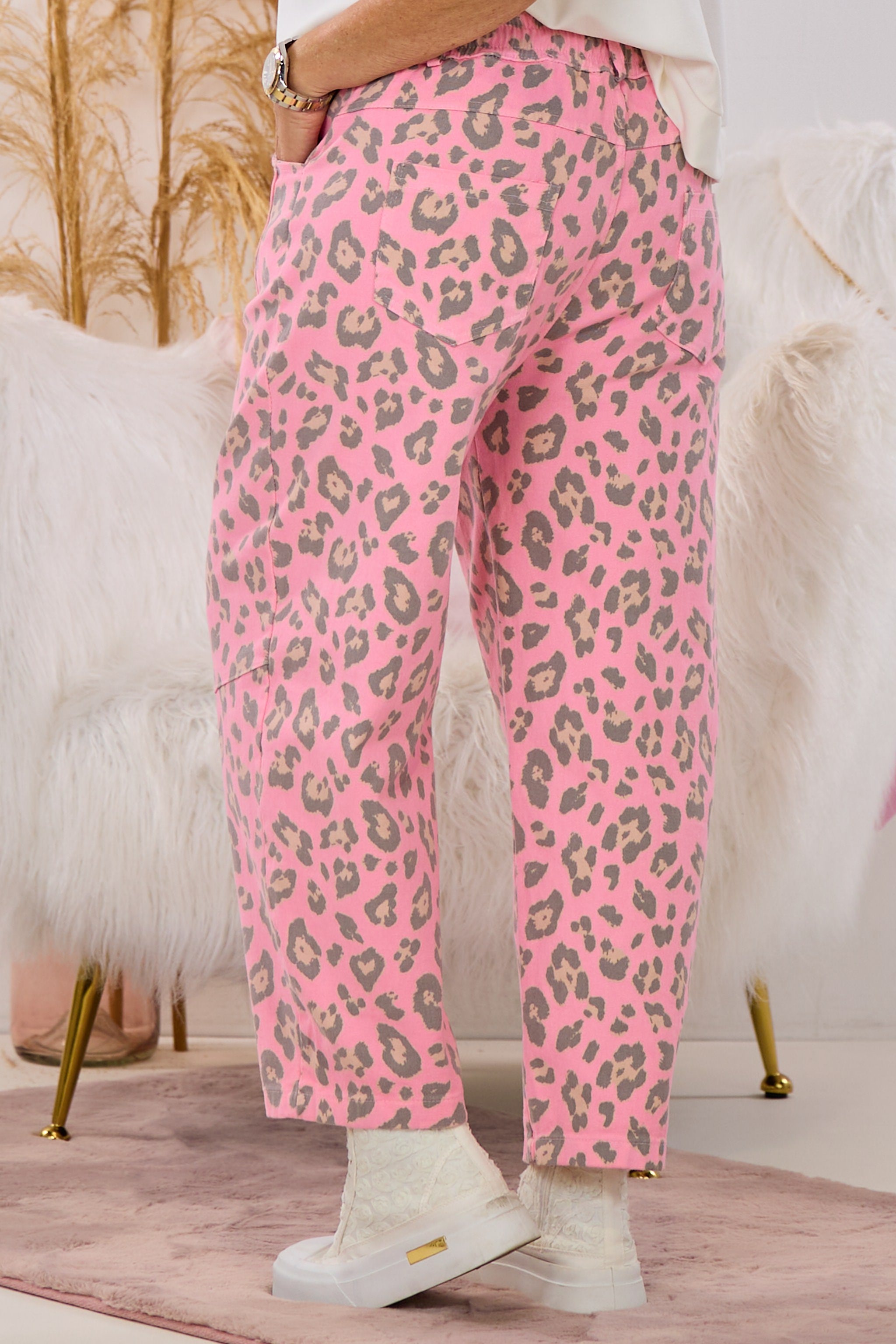 Jeans im Balloon-Style, rosa-leo