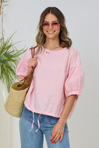 Bluse mit Balloon-Ärmeln, rosa