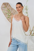 Asymmetrisches Top mit Spitze, weiß