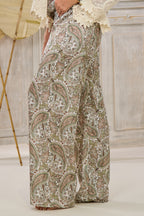 leichte Hose mit Paisley-Muster, khaki-ecru