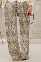 leichte Hose mit Paisley-Muster, khaki-ecru