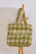 Umhängetasche aus Bast, khaki-beige