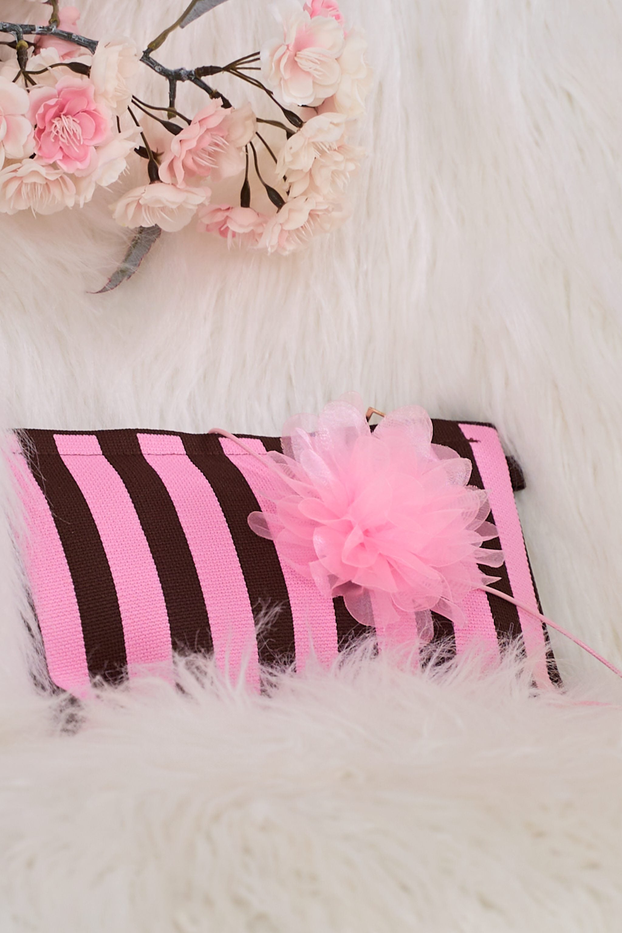 Tüllblüte mit Kordel, candyrosa