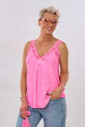 Curvy Spitzentop, neon pink