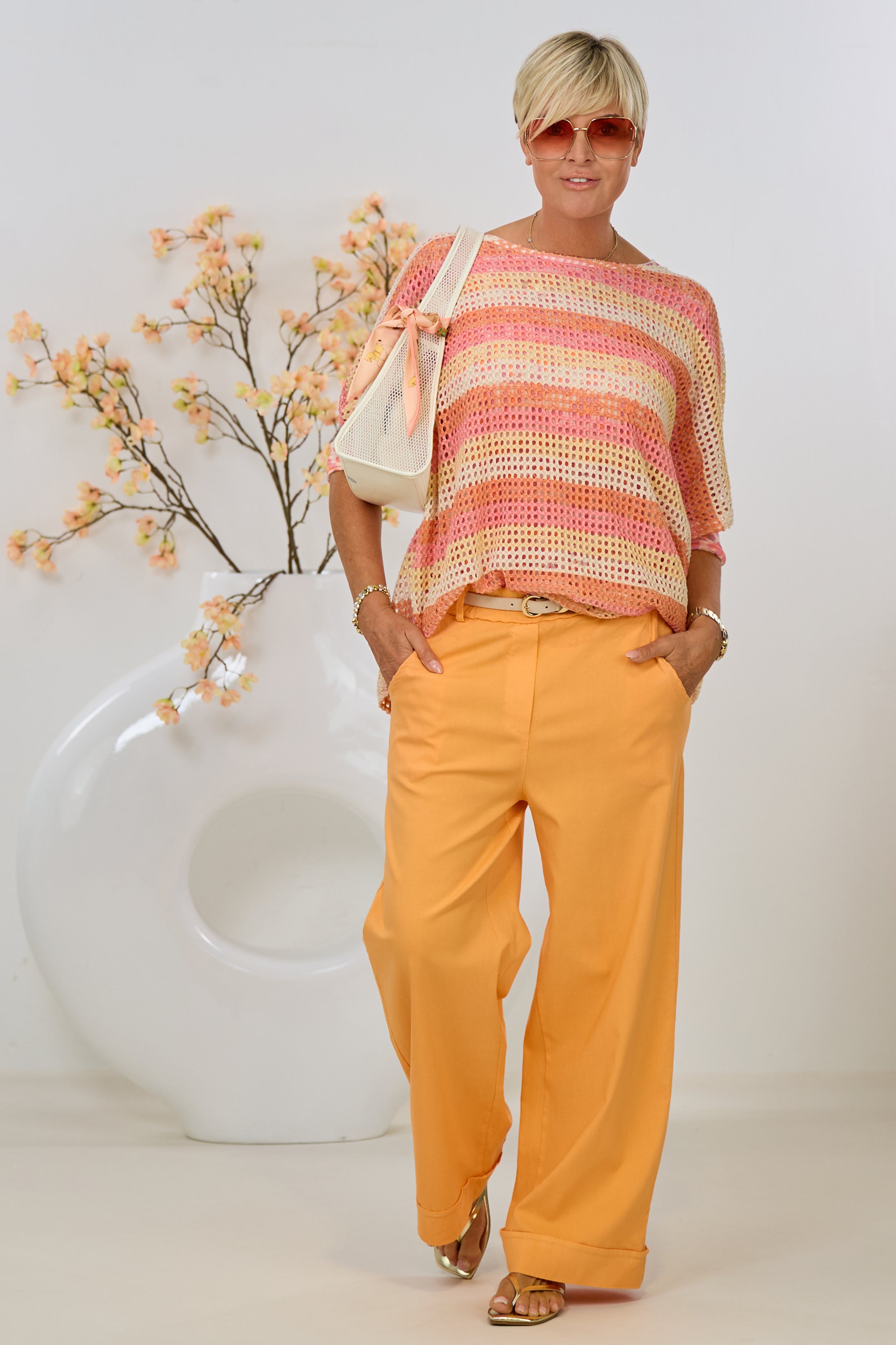 Hose mit weiten Beinen, orange