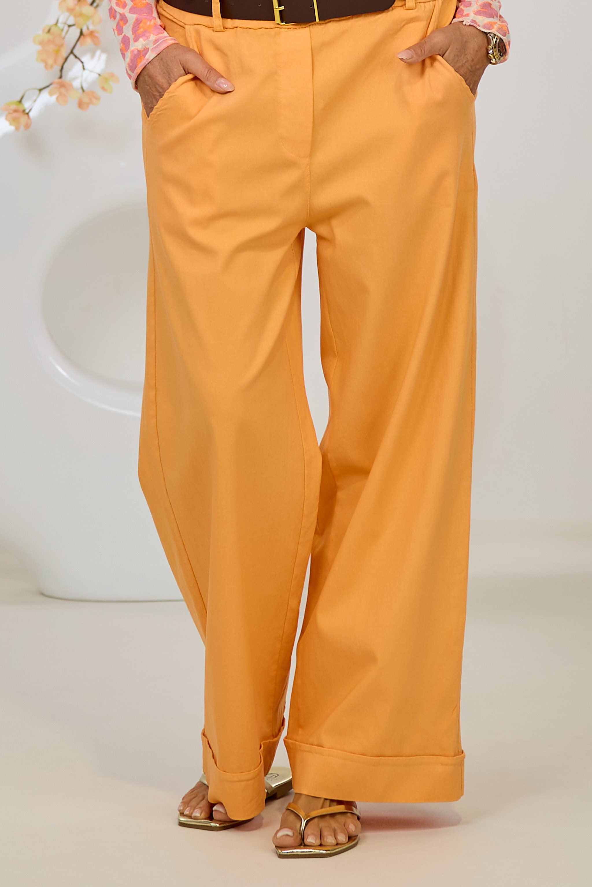 Hose mit weiten Beinen, orange