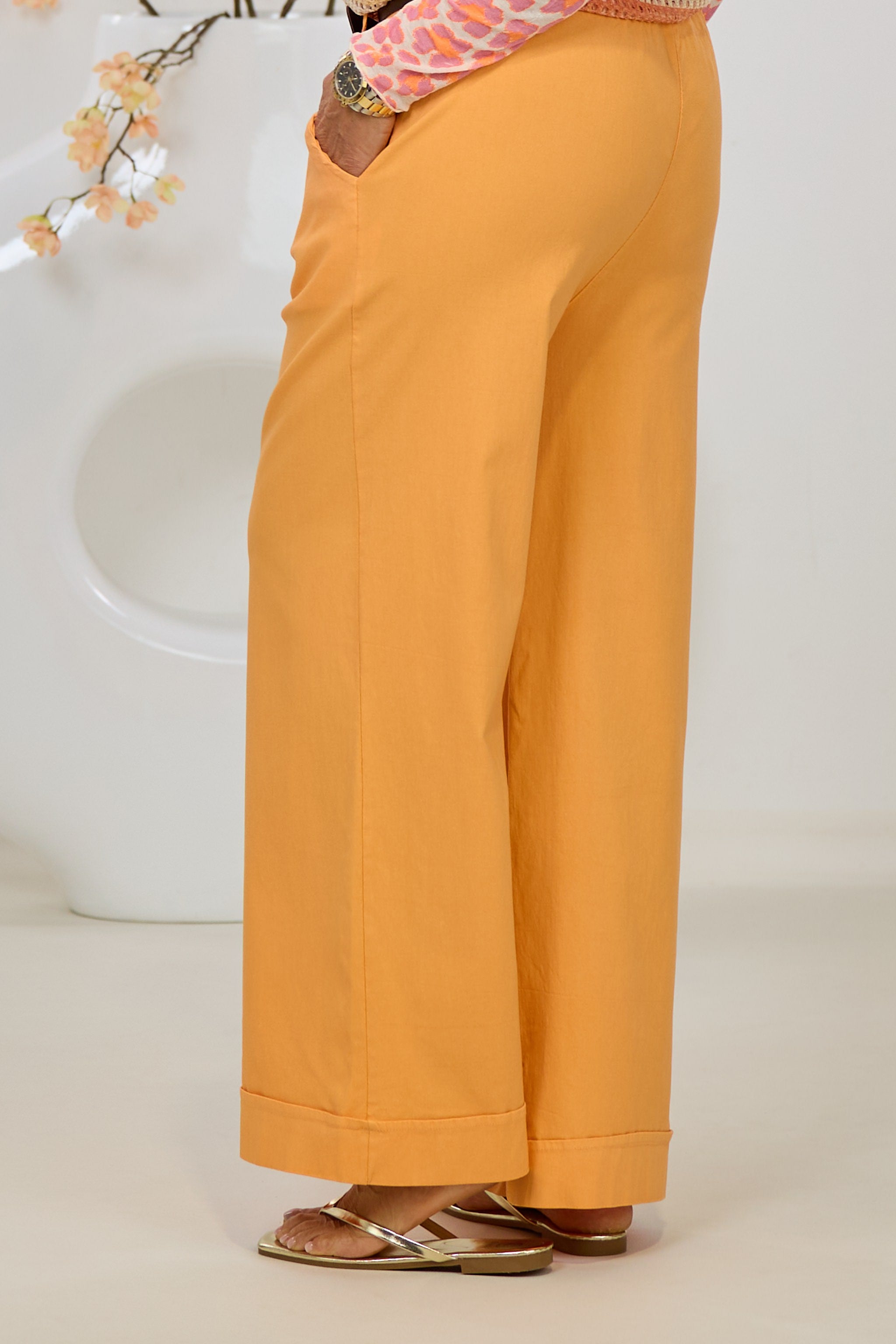 Hose mit weiten Beinen, orange