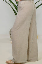 gestreifte Sommerhose, taupe-weiß