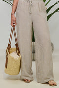 gestreifte Sommerhose, taupe-weiß