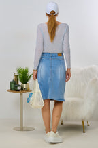 Jeansrock mit aufgesetzten Taschen, denim