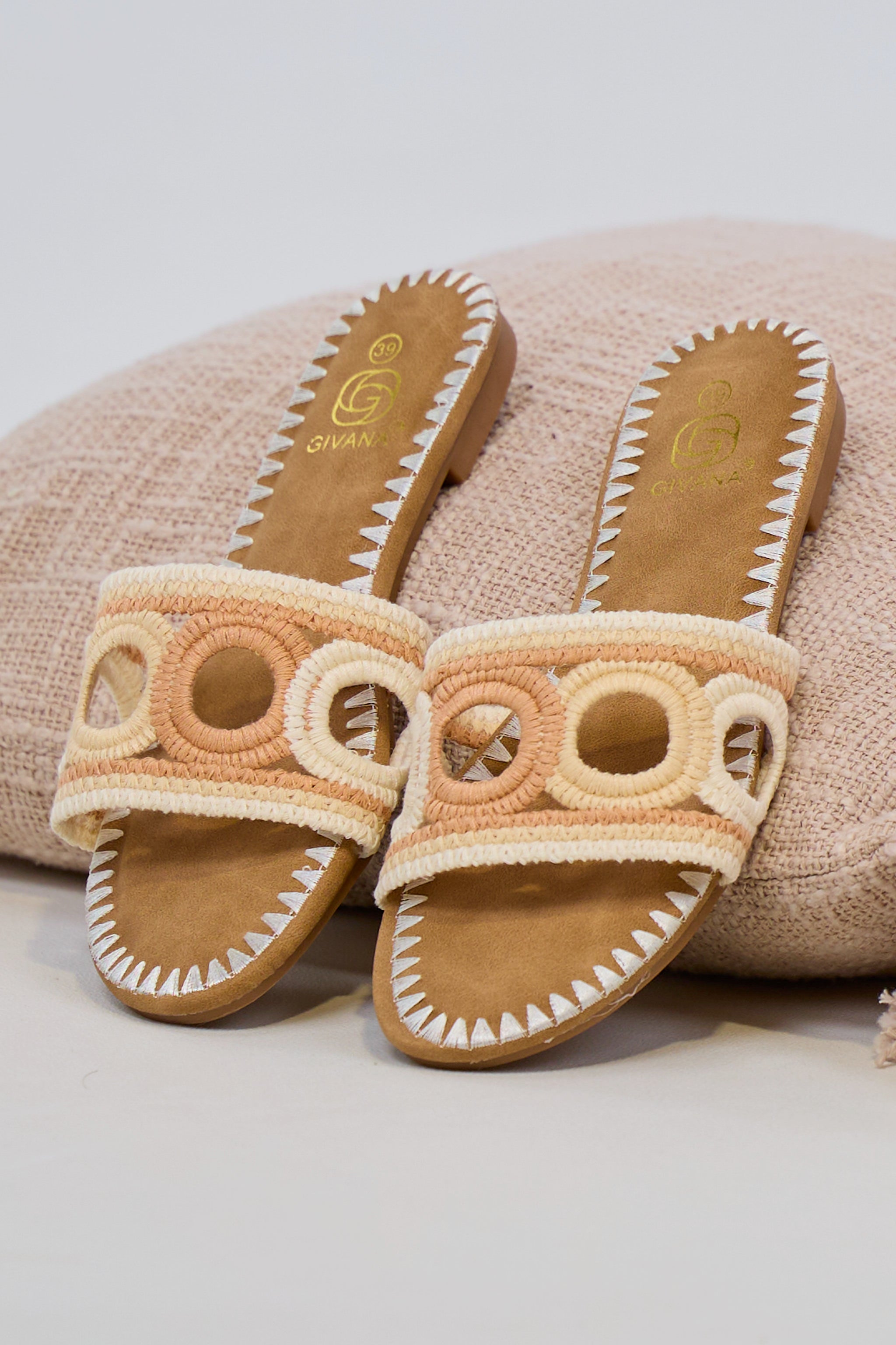 Boho Pantolette, beige-creme-nude