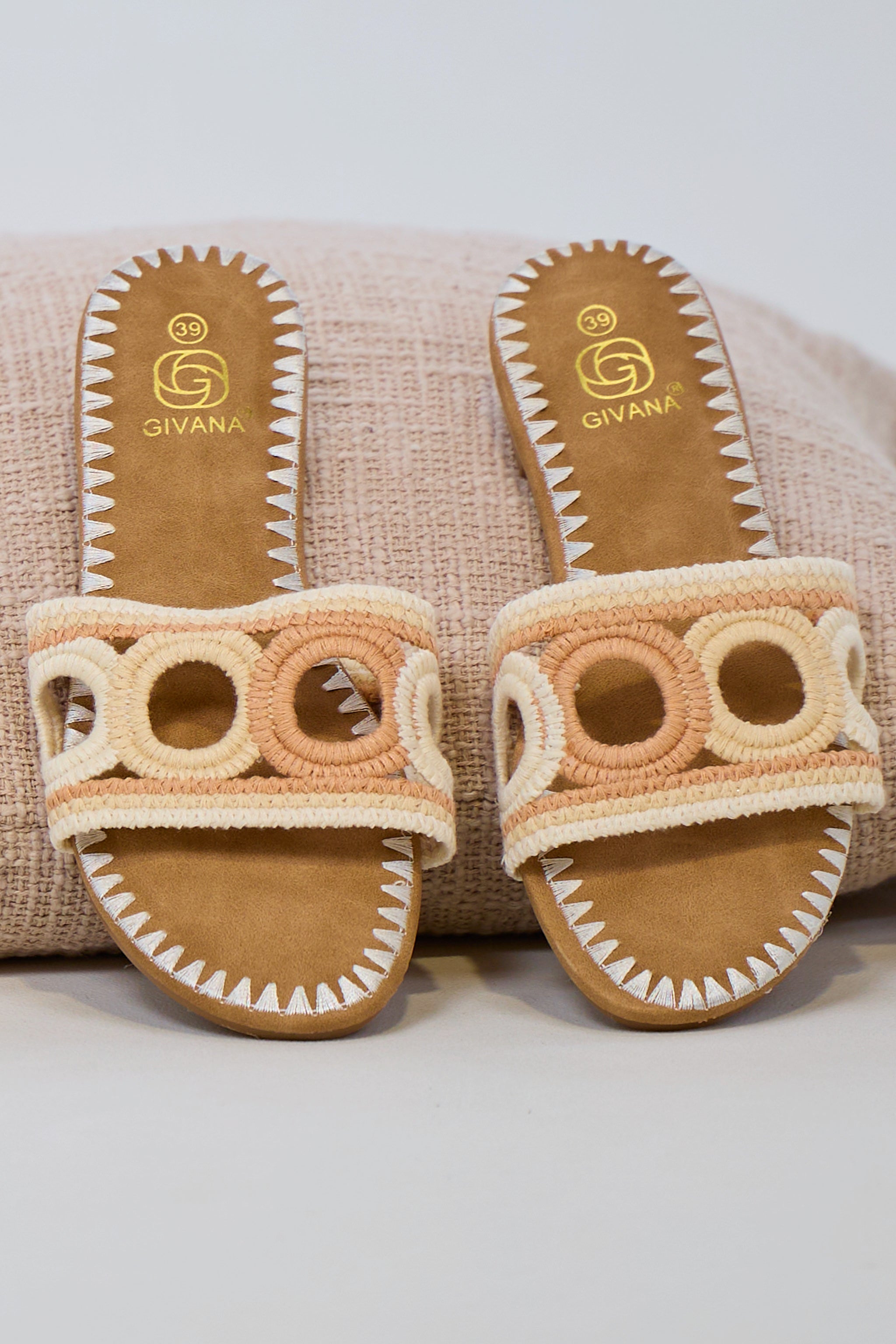 Boho Pantolette, beige-creme-nude