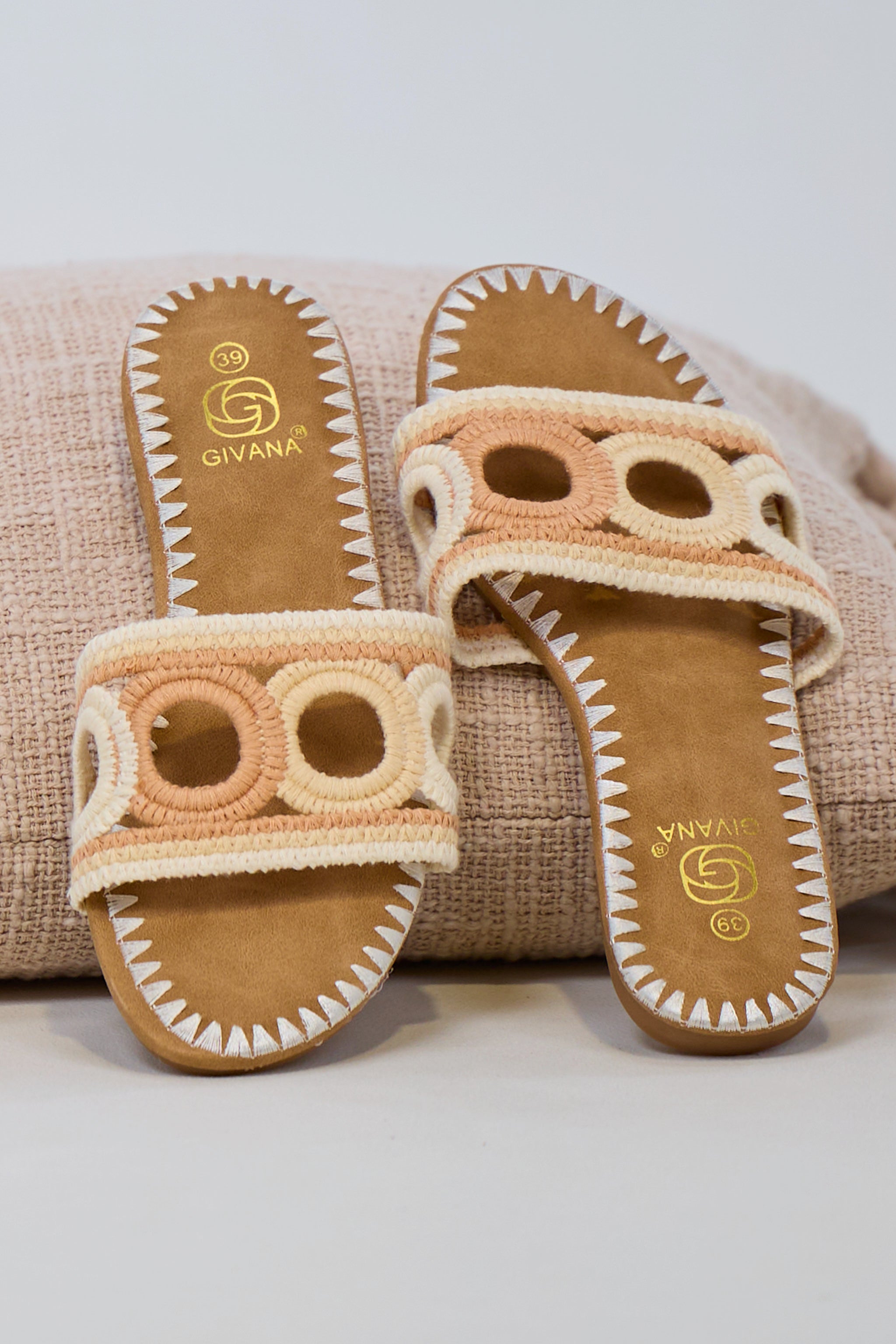 Boho Pantolette, beige-creme-nude