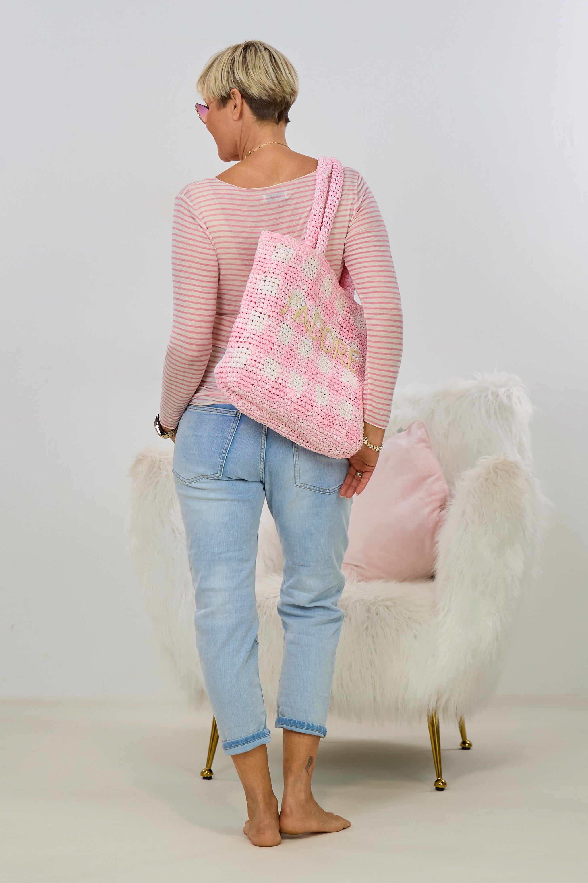 transparentes Longsleeve, rosa-ecru-geringelt