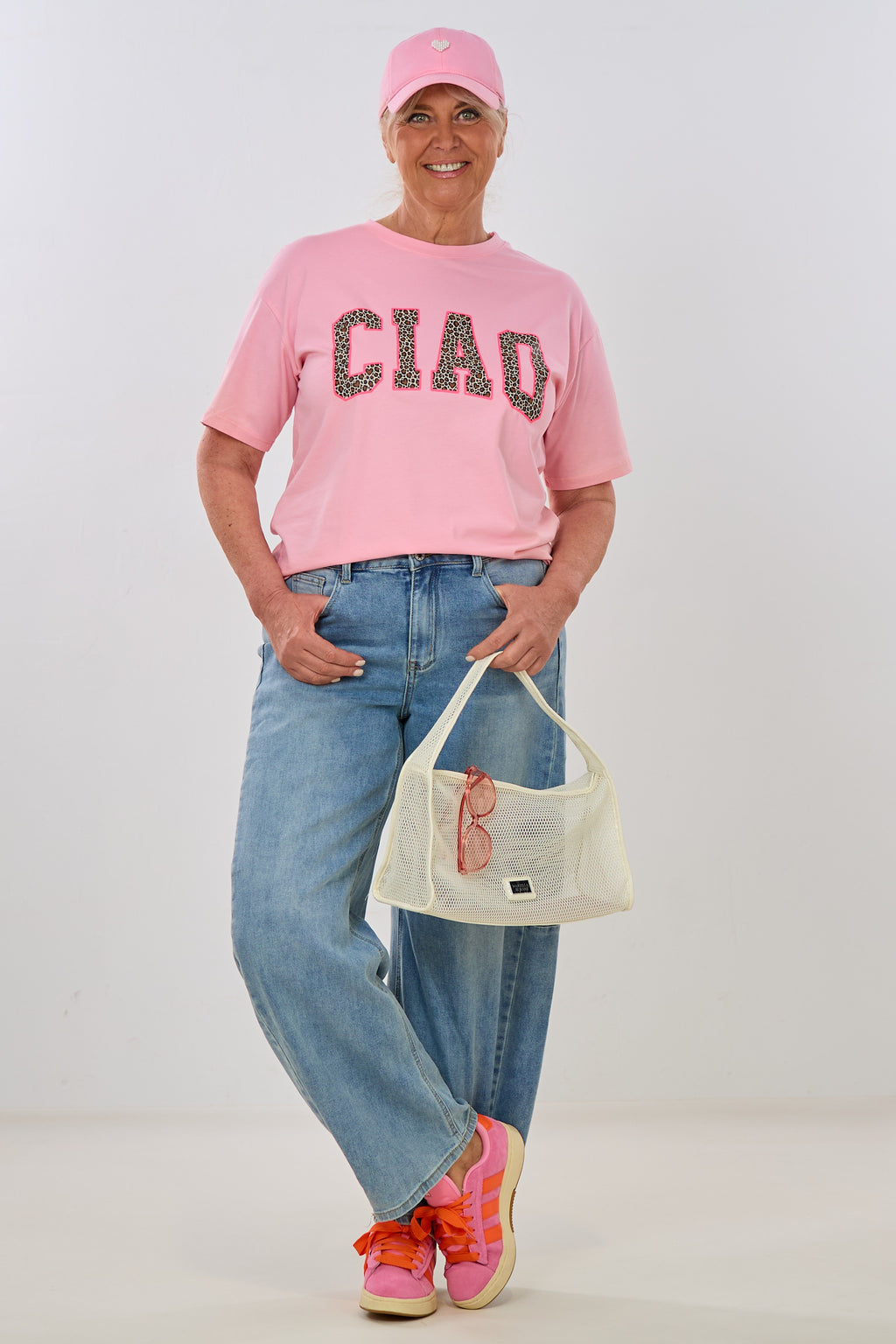 T-Shirt mit süßem CIAO-Druck, rosa-leo-pink