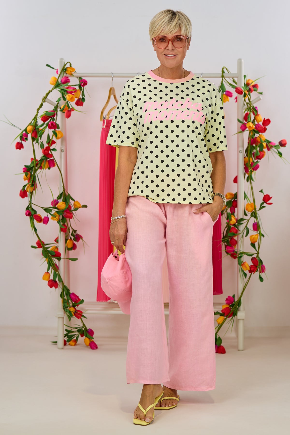 T-Shirt matcha moments, gelb-rosa