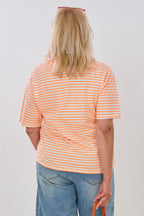 Ringel-Shirt mit süßem AMORE-Druck, orange-leo-pink