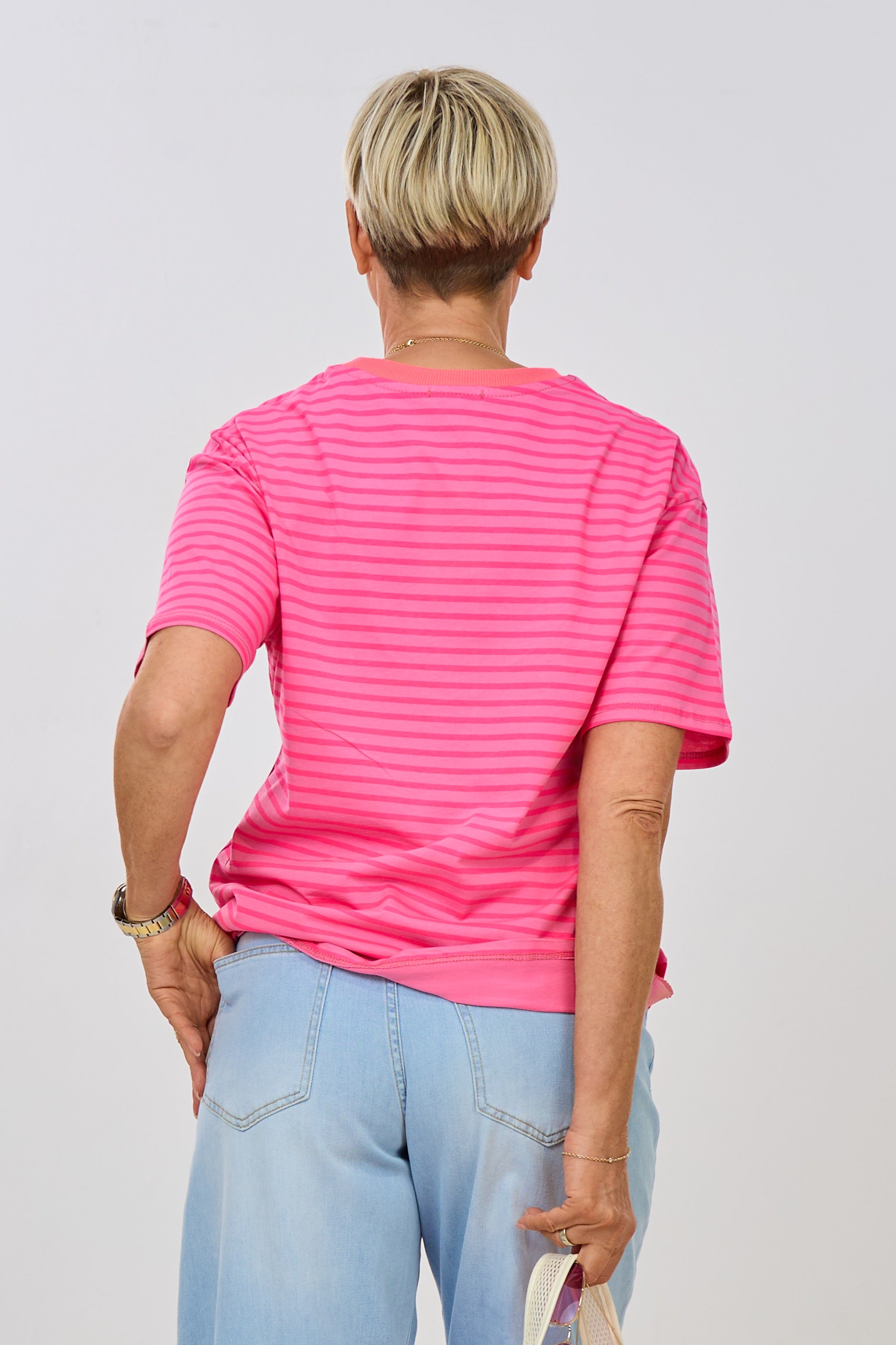 Ringel-Shirt mit süßem AMORE-Druck, pink-leo-pink
