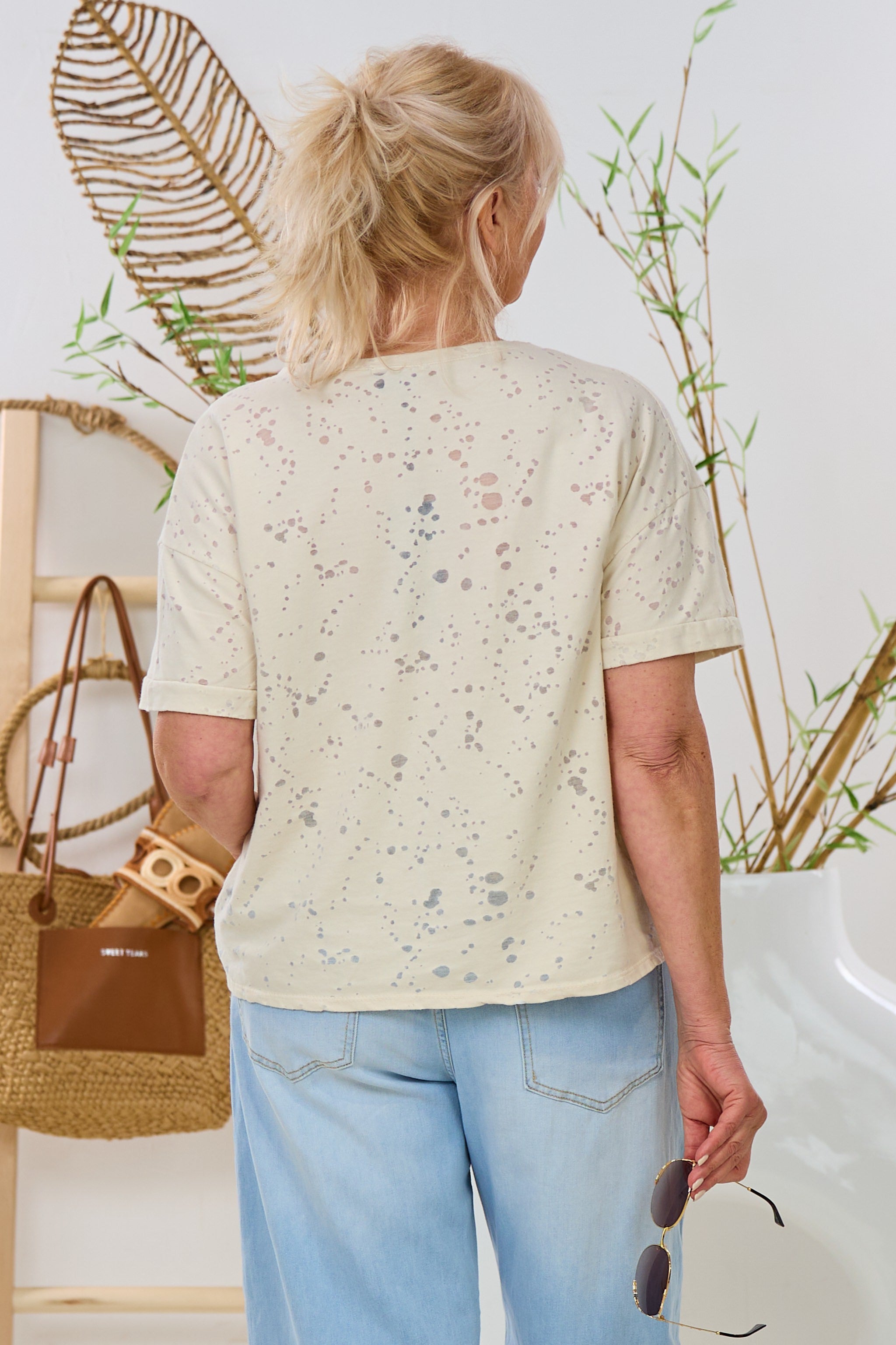 Leichtes T-Shirt mit Ankermotiv, beige