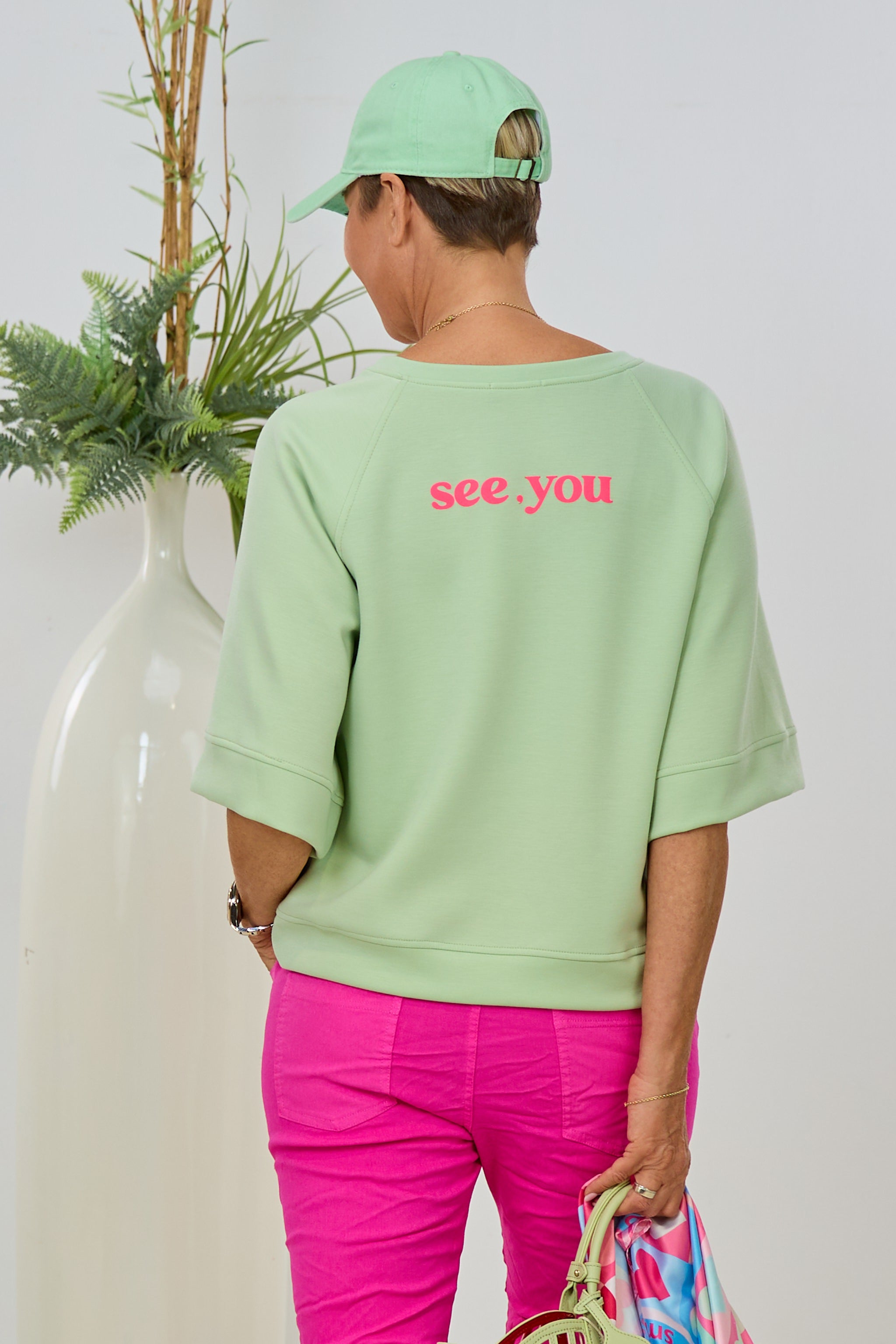 Cozy Shirt HEY YOU - SEE YOU, lindgrün