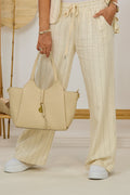 Weite Hose mit Nadelstreifen, creme-schwarz