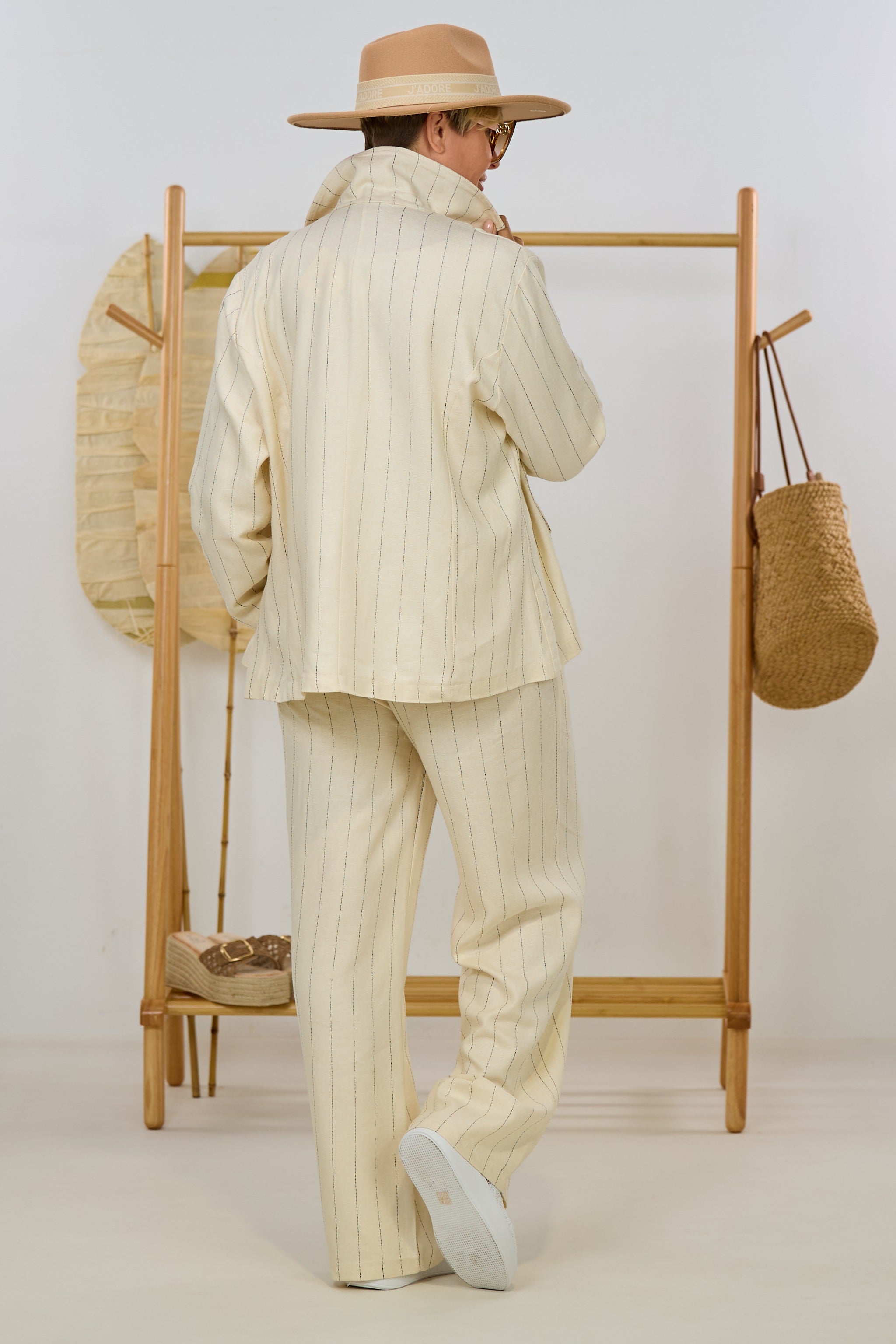 Blazer mit Nadelstreifen, creme-schwarz