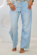 Boho Jeans mit Bordüre und Holzperlen
